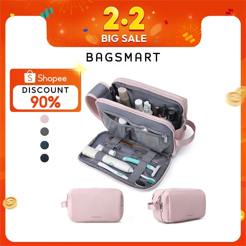 BAGSMART Túi đựng mỹ phẩm du lịch Túi đựng đồ vệ sinh cá nhân chống nước Túi đựng đồ trang điểm cho