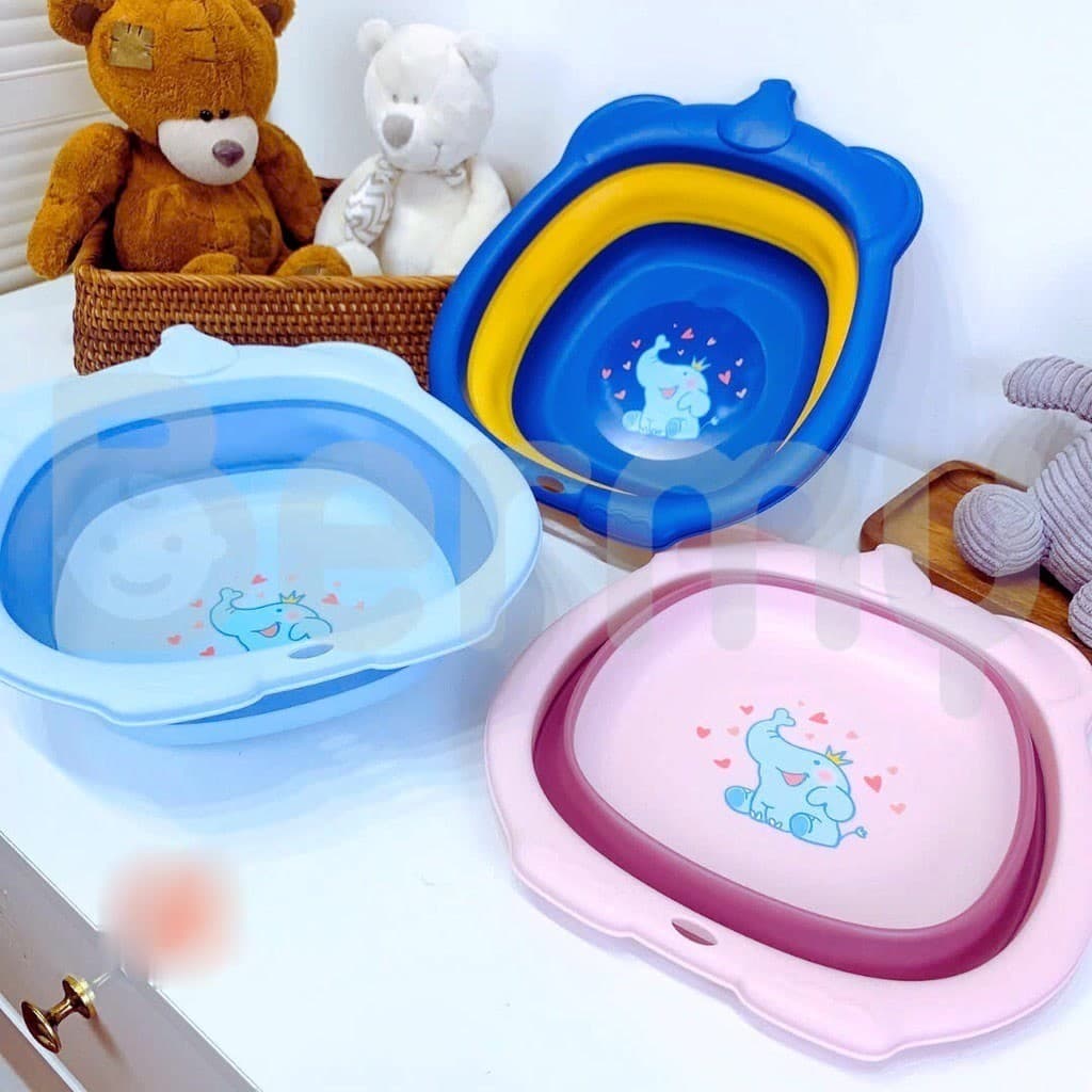 [Deal sốc] - Chậu rửa mặt gấp gọn cho bé Hình con voi ngôi sao dễ thương