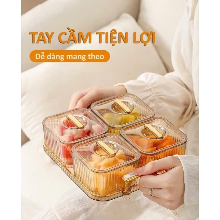Khay đựng bánh kẹo tết, khay mứt chất liệu Nhựa Acrylic sang trọng 4 hũ và 6 hũ