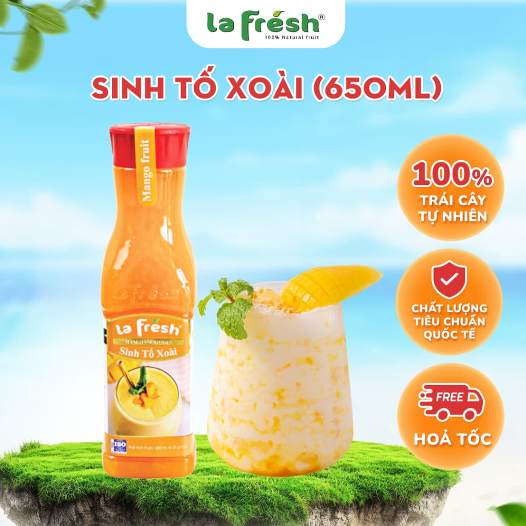 Sinh Tố Xoài Lafresh Đà Lạt Chai 650ml - Pha Trà, Sinh Tố, Sữa Chua Tại Nhà