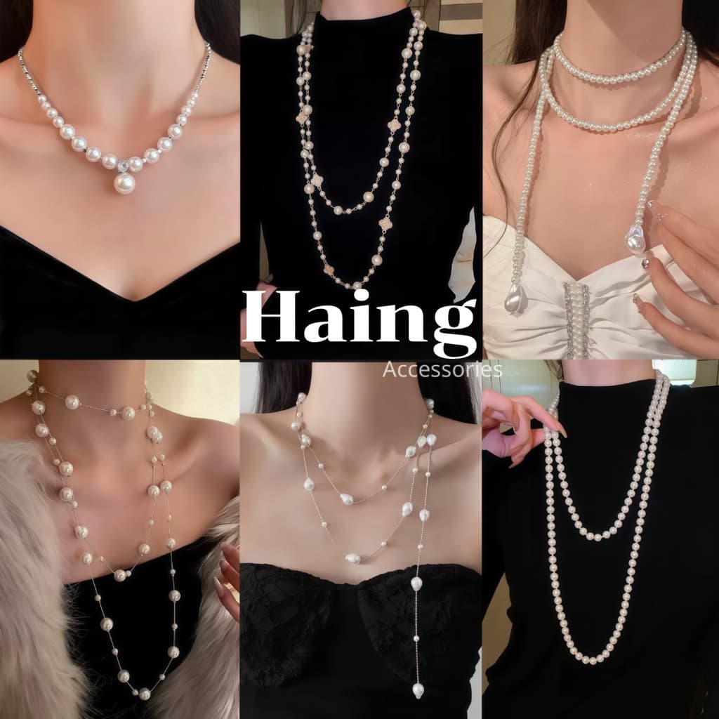 Dây Chuyền Ngọc Trai Nữ - Phụ Kiện Trang Sức Ngọc Cổ Điển Sang Trọng Khí Chất Haing BST02