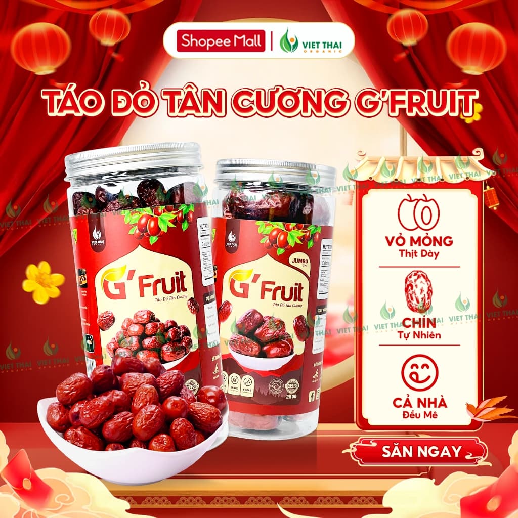 [LOẠI VIP] Táo đỏ Tân Cương G'Fruit Sạch Khô Tự Nhiên Vỏ Mỏng Ngọt Thanh Ăn Vặt Nấu Chè Chưng Yến
